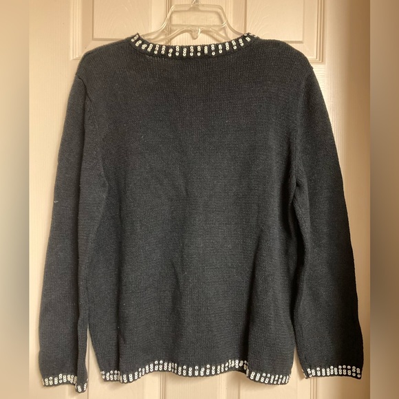 Vintage Black Zip Up Christmas Snowman Sweater - Picture 8 of 8